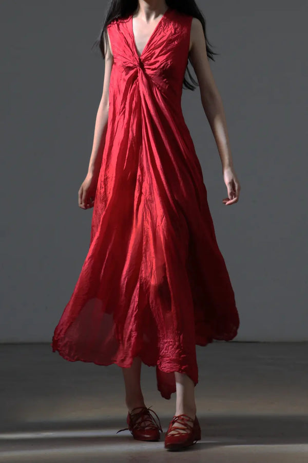 marc le bihan 2132 chest knot dress red